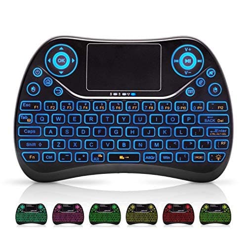 Wireless Mini Keyboard with Touchpad Mouse and Multimedia Keys, 2.4GHZ Portable USB Rechargable Li-ion Battery Android Remote Keyboard Support Smart TV,PC,Android TV Box,PS4,IPTV (T2-Color Backlit)
