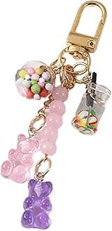 Cute Resin Gummy Bear Key Chain Candy Color Animal Bear Charms Keychains Car Keys Bag Pendant Keyring Jewelry Gift