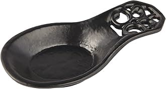 JOGREFUL Spoon Rest, Cast Iron Spoon Holder for Cooking/Stove Top/Kitchen Counter, Heat-Resistant Utensil Rest for Spoons/Ladles/Tongs, Housewarming Vintage Decor, Classic Style, Black