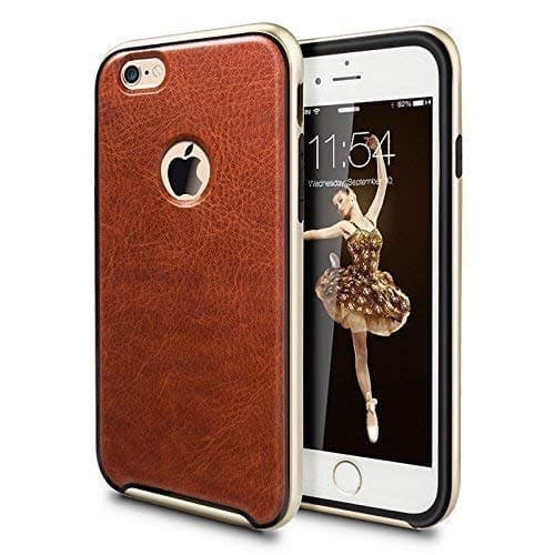 iVAPO Protective Case for iPhone 6S Plus (5.5" Screen) Leather (PU) Style Brown