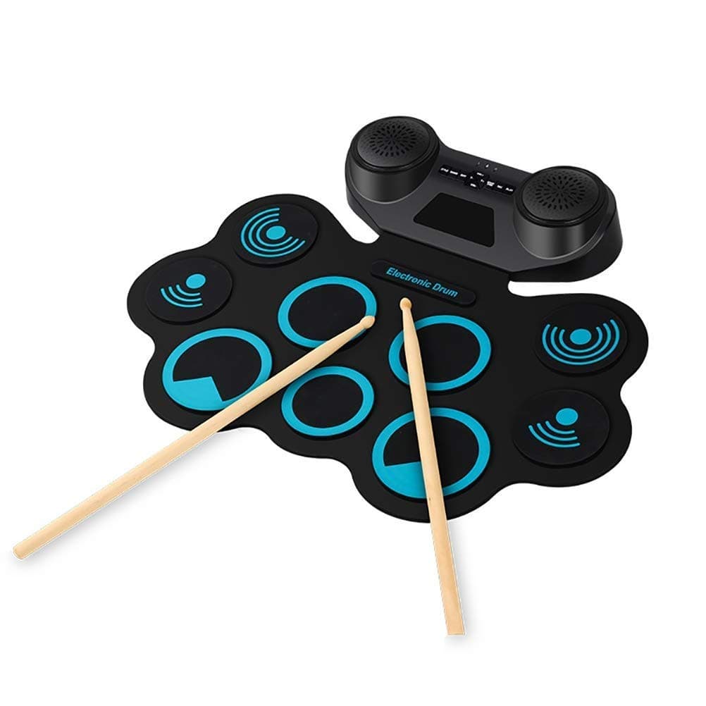 Electronic Drum Set, Foldable Kit with 9 Drum Practise Pads, 2 Foot Drum Pedals, 2 Drum Sticks, Portable Electric Drum Set, Best Birthday Kids Children Starters kyman