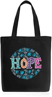 RoundsunCotton Canvas Printed White/Black Vertical Women Tote Bag | 300 GSM Cloth |100% Organic Cotton | Shopping/Grocery Bag | Multi-Purpose Bag | Reusable