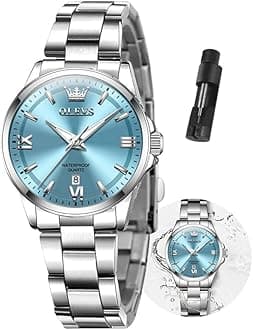 Gold Watches for Women Classic Stainless Steel Waterproof Womens Wrist Watch Small Face Ladies Watches with Day Date Analog Quartz Dress Women's Watch Casual Gold Silver Black Dial Female Watch