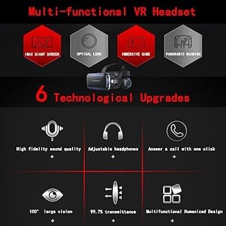 VR Headset with Remote Control, HD 3D VR Glasses, Virtual Reality Headset for VR Games and 3D Movies, VR Headset for iPhone/Android Phones, Compatible with 4.7-6 inch