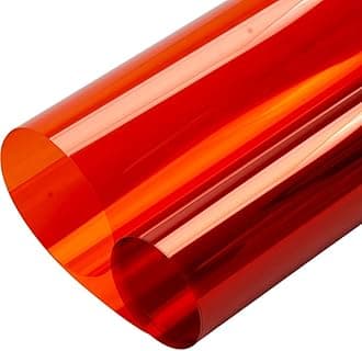 HOHOFILM 17.7"x78.7" Clear Colored Window Films Self Adhesive Window Glass Tint Vinyl for Home Window Decoration Sun Protection UV Proof,Orange