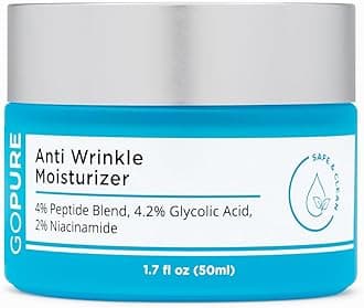 goPure Glyco-Peptide Anti Wrinkle Face Cream - Hyaluronic Acid Moisturizer for Face with Glycolic Acid, Peptides, and Vitamin E - Hydrating Facial Moisturizer with Anti-Aging Formula - 1.7 fl oz