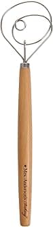 Mrs. Anderson's Baking Dough Whisk 18/8 Stainless Steel Blade, 15-Inches, wood