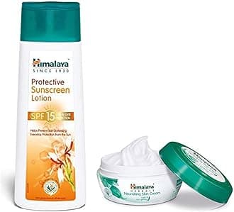 Himalaya Herbals Protective Sunscreen Lotion, 100Ml & Nourishing Skin Cream, 100Ml, Spf 15, All