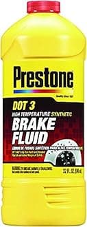 Prestone Brake Fluid - DOT 3 Synthetic, 32 oz, 2 lbs, Prevents Corrosion in ABS, Disc & Drum Brakes