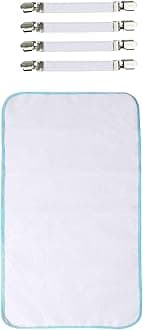 Dalykate Ironing Board Cover Clips, 4PCS Elastic Ironing Board Pad Braces Fasteners Bed Sheet Holders Sofa Clamp Tablecloth Grippers Suspenders with Protective Scorch Mesh Cloth