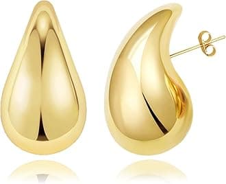 TewikyChunky Gold Hoop Earrings for Women, 14k Gold Plated Thick Triple Hoop Earrings Hypoallergenic Trendy Chunky Gold Hoops Earrings Dainty Jewelry Gifts for Women Girls