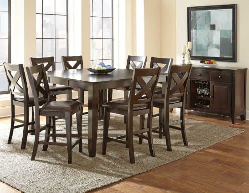 Steve Silver Company Extendable Height Dining Table, Mango Solids and Veneers, Dark Espresso Finish, Self-Storing Butterfly Leaf Counter, 60" L x 60" W x 36" H, Brown