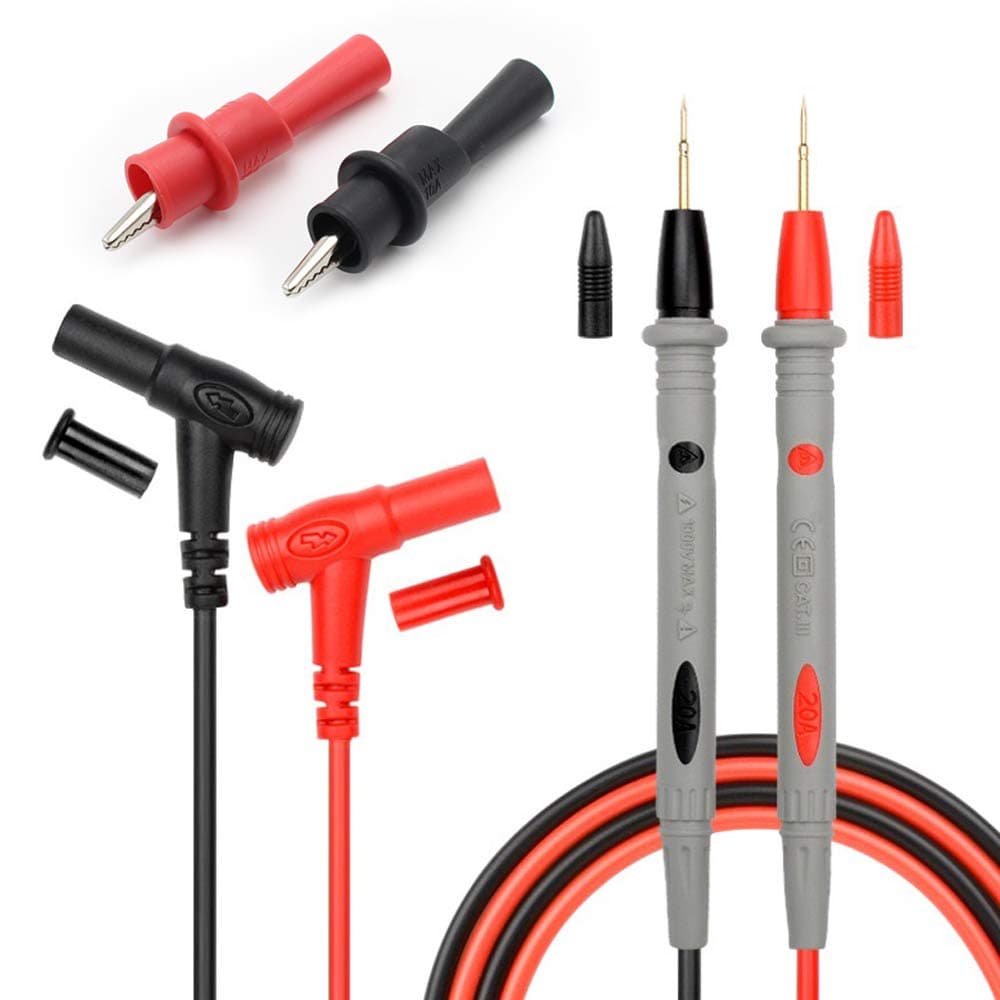 SHEYOU Silicone Multimeter Test Leads Kit, Precision Sharp Probe Test Lead 1000V 20A Gold-Plated Probe Leads with Alligator Clips, Banana Test Lead Probe Clip Suitable for Most of Digital Multimeter
