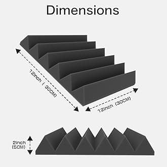 JBER 24Pack Sound Proof Foam Panels, 2" X 12" X 12" Self-Adhesive Acoustic Wall Paddings for Home Office Studios (Black)