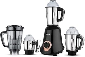 - Military Series Glamore 1000 W Mixer Grinder With 4 Jars (3 Stainless Steel Jars + 1 Fruit Filter Jar) | DuraCut Blades | Powerful Titan Motor | Unbeatable Toughness | 2 Yrs Warranty【Jet Black】