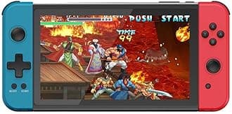 Cawevon Powkiddy X70 HD Retro Handheld Game Console 7 inch Joystick FC Arcade Simulator Two-Player Battle, Built-in 3000+ Games( 32G Reddish Blue)