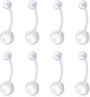 TOKRING Clear Nose Rings Studs Clear Piercing Retainer Set Septum Lip Cartilage Tongue Rook Daith Ear Industrial Nipple Belly Clear Piercing Jewelry for Work Surgery