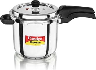 Prestige Deluxe Alpha Svachh Stainless Steel Pressure Cooker with Alpha Base and Deep Lid for Spillage Control, (5.5 Liter)