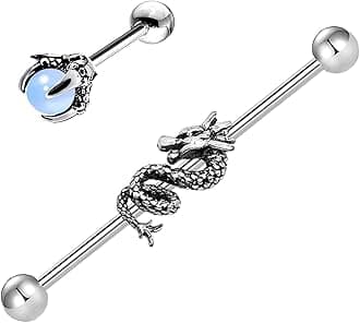 14G/16G 316L Industrial Barbell Cartilage Earring Surgical Steel Industrial Barbell Cartilage Earring Body Piercing Jewelry for Women Mens