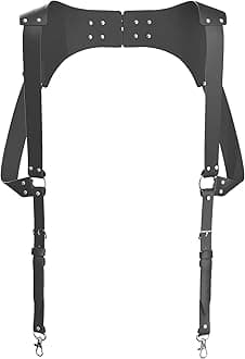 Men’s Top Grain Leather Suspenders – Heavy Duty Adjustable Clips, Perfect for Weddings, Groomsmen, Pants & Jeans
