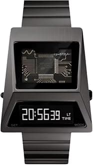 BENLYDESIGN Unique Metal Wristwatch OLED Display Men's Digital Unique Metal Watches, Lift-to-Wake Screen, Stainless Steel Strap