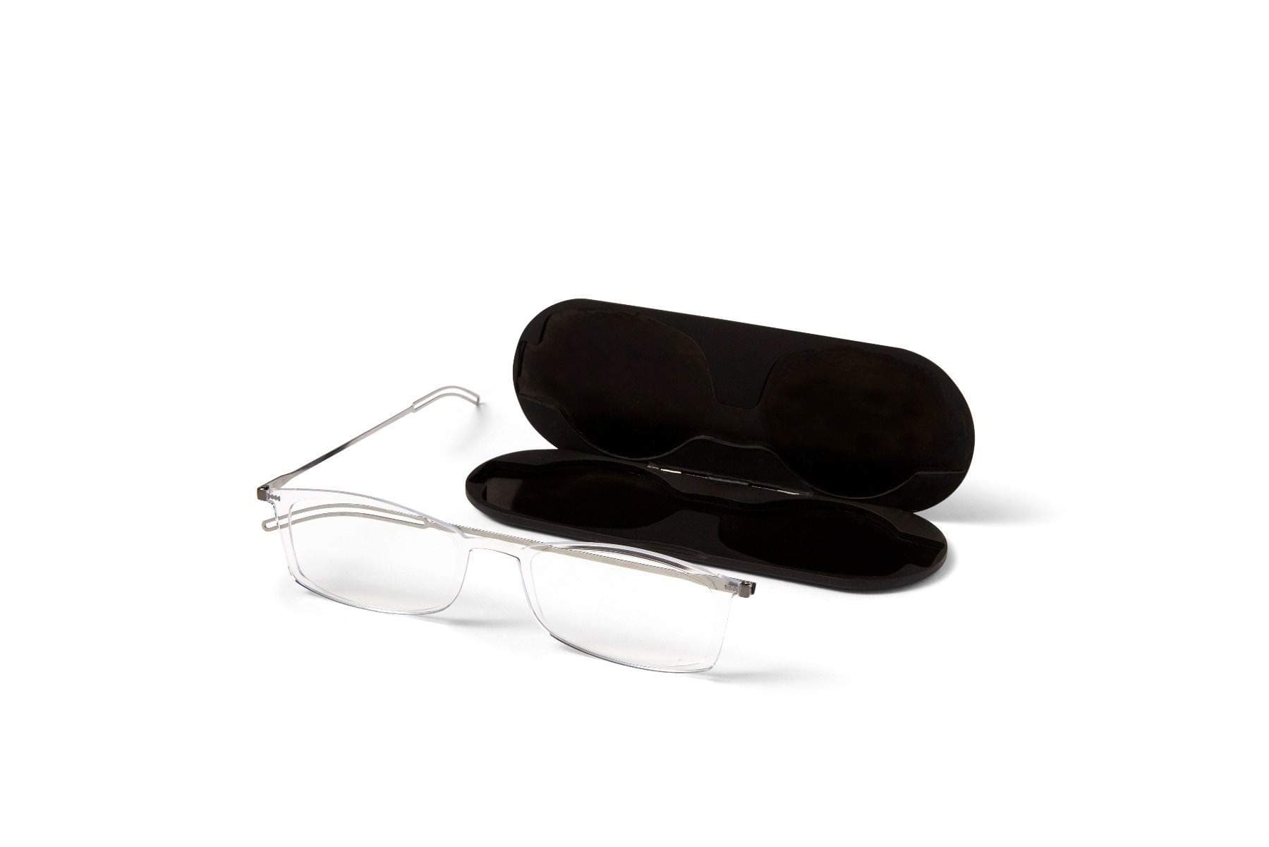 Brooklyn Reading Glasses 1.0 Clear Frames - Compact Foldable Reading Glasses + Milano Magnetic Case - 1.00 Strength