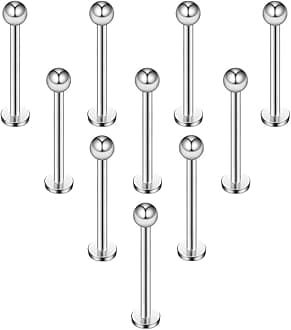 16G 316L Stainless Steel 3mm Ball Labret Monroe Lip Ring Tragus Helix Cartilage Earring Stud Barbell Bar Length 6mm 8mm 10mm 12mm Body Piercing Jewelry