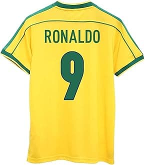 Brazil Ronaldo #9 Retro Men’s Soccer Jersey Fan Edition – Short Sleeve Training & Casual Shirt – Home 1998
