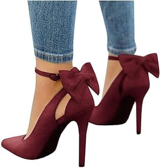 Women's Pointed Toe High Heels Ankle Strap D'Orsay Pumps Shoes Bow Wedding Bowtie Back Dress Sandals