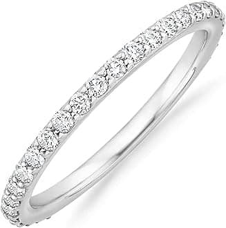 14K Gold Plated Cubic Zirconia Diamond Stackable Eternity Bands for Women