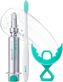 Live Orals Pure Dia Teeth Whitening Gel - Safe at-Home Kit and Ultra Fine Bristle Toothbrush (White)