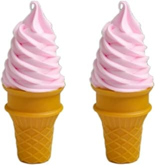 2 Pcs Simulated Ice Cream Artificial Lifelike Ice Cream Fake Ice Cream Food Model for Home Kitchen Cabinet Desk Shops Party Decor Sample Display Photography Props(Pink)