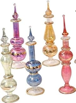 Egyptian perfume bottles, Perfume making kit, Decorative perfume bottles, Set of 5 Decorative Vials, Each 4" High (12cm), Assorted Colors