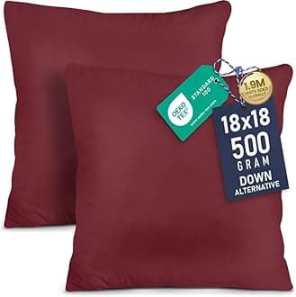 Utopia Bedding Throw Pillows Insert (Pack of 2, Wine Red) - 18 x 18 Inches Bed and Couch Pillows - Indoor Decorative Pillows