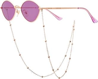 Veda Tinda VisionSunglasses for Women Trendy Retro 70s 90s Womens Oval and Square Shades UV400 Protection with Glasses Chain