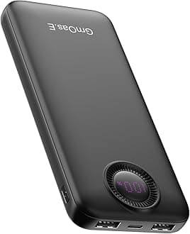 Portable Charger,10000 mAh Power Bank Travel Charger with USB-C(Input&Output),2.4A Fast Charging External Battery Pack Phone Charger Compatible with iPhone 16,Samsung,Android,Brilliant Black