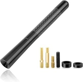 Car Short Antenna, 4.72" Aluminum Radio Antennas Replacement, Carbon Fiber Antenna Kit with Screws, AM/FM Roof Mount Car Radio Reception Antennas Mast for Most Cars SUVs (Black)