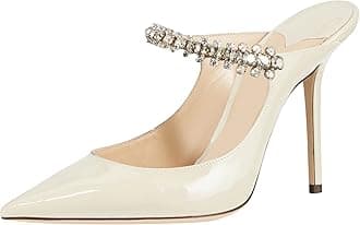 MIRAAZZURRA Women Heeled Mules Rhinestone Strappy Pointed Toe Mules Stiletto High Heels Slip On Bridal Sandals for Women