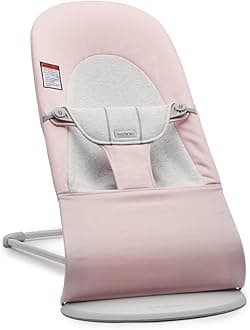 Bouncer Balance Soft, Woven/Jersey, Light Pink/Grey | 2-in-1 Adjustable Baby Bouncer Seat and Toddler Chair, Newborn to Toddler (8-29 lbs), 4 Positions, Lightweight & Portable