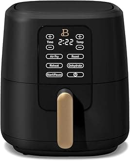 Beautiful 6 Qt Air Fryer with TurboCrisp Technology, EverGood Ceramic Nonstick Coating - Roast, Reheat and dehydrator, kitchen appliances by Drew Barrymore (Black)