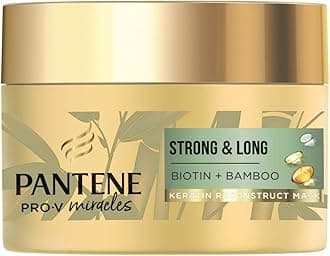 Pantene Miracles Strong Long Keratin Hair Mask With Bamboo Biotin helps reduce hair loss. Deep Conditioning Hair treatment for damaged hair, 160ml