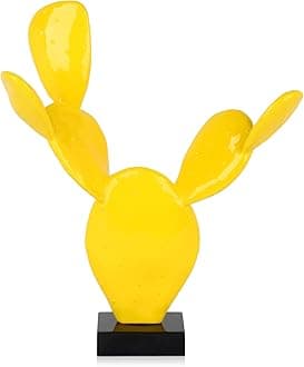 ADM - 'Cactus' - Lacquered resin Pop Art sculpture with marble base - Yellow - H61 cm