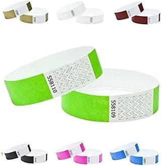 Tyvek Wristbands 3/4 inch 100 Pack, Paper Like Bracelets Used for Events, Nightclubs, waterparks etc. (Neon Green)