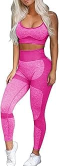 Women’s Workout Sets 2 Piece - Seamless Yoga Leggings and Cross-Strap Sports Bra Gym Outfits Activewear Matching Set
