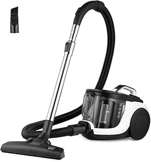 EUREKA 1800W Vacuum Cleaner 23Kpa Cyclone Filtration 2.2L Dust Cup Canister Bagless Vacuum Cleaner Washable Fliter for Pet Hair, Carpet, Tile- Mini-Apollo-White