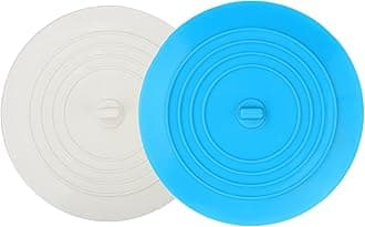 V-TOP Tub Stopper 2 Pack Silicone Drain Plug Sinks Stopper Flat Suction Cover for Kitchen Bathroom and Laundry 6 inches (White&Blue)