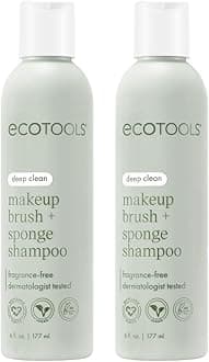 EcoTools Makeup Brush & Sponge Shampoo - Fragrance-Free Cleanser for Brushes, Sponges & Puffs, No Harsh Chemicals, Vegan & Cruelty-Free, 6 fl.oz./ 177 ml, 2 Count