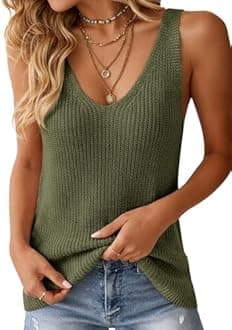 Tutorutor Womens Summer Sleeveless V Neck Sweater Vest Fall Knitted Loose Cami Tank Tops
