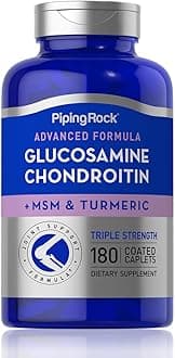 Glucosamine Chondroitin MSM Turmeric | 180 Caplets | Triple Strength | Advanced Supplement | Non-GMO, Gluten Free