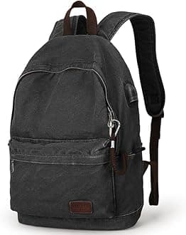 Canvas School Backpack with 15.6 inch Laptop for Men Women, Lightweight Anti-Theft Travel Daypack College Student Backpack Mit USB Charging Port